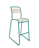 Schaffner Säntis Tabouret de bar luge à lattes Sable Pastel 15 Bleu Kali 56 