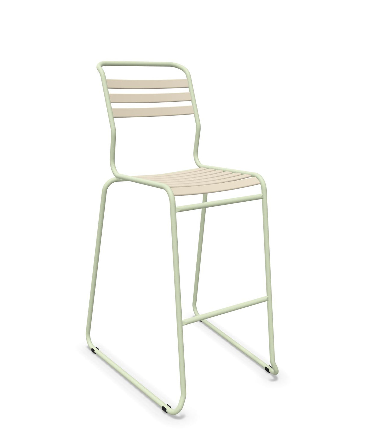 Schaffner Säntis Tabouret de bar luge à lattes Sable Pastel 15 Vert Pastel 64 