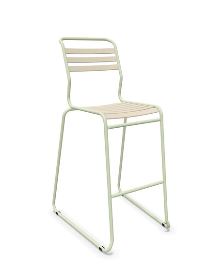 Schaffner Säntis Tabouret de bar luge à lattes Sable Pastel 15 Vert Pastel 64 