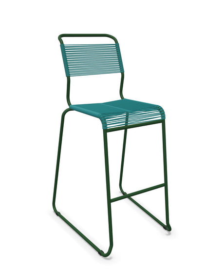 Schaffner Säntis Tabouret de bar Spaghetti luge sans accoudoirs Bleu Kali 56 Vert Sapin 66 