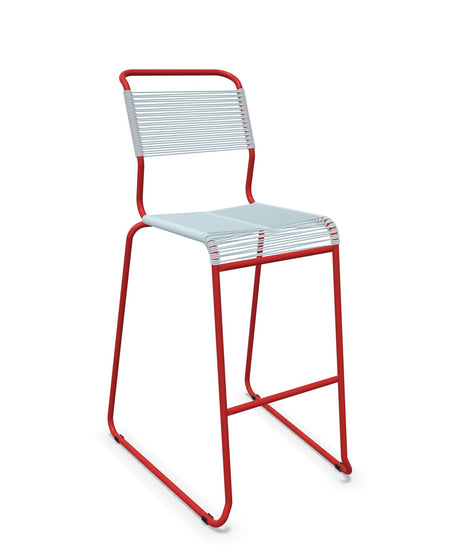 Schaffner Säntis Tabouret de bar Spaghetti luge sans accoudoirs Bleu Pastel 51 Rouge 30 