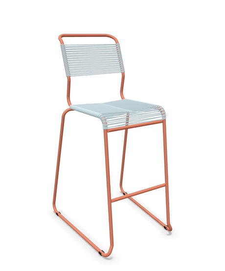 Schaffner Säntis Tabouret de bar Spaghetti luge sans accoudoirs Bleu Pastel 51 Terracotta 84 