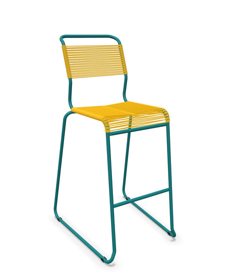 Schaffner Säntis Tabouret de bar Spaghetti luge sans accoudoirs Jaune 11 Bleu Kali 56 