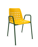 Schaffner Bermuda Fauteuil repas avec accoudoirs tubes ronds