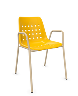 Schaffner Bermuda Fauteuil repas avec accoudoirs tubes ronds