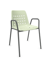 Schaffner Bermuda Fauteuil repas avec accoudoirs tubes ronds