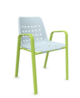 Schaffner Bermuda Fauteuil repas avec accoudoirs tubes ovales