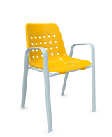 Schaffner Bermuda Fauteuil repas avec accoudoirs tubes ovales