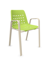 Schaffner Bermuda Fauteuil repas avec accoudoirs tubes ovales