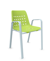 Schaffner Bermuda Fauteuil repas avec accoudoirs tubes ovales