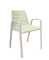 Schaffner Bermuda Fauteuil repas avec accoudoirs tubes ovales