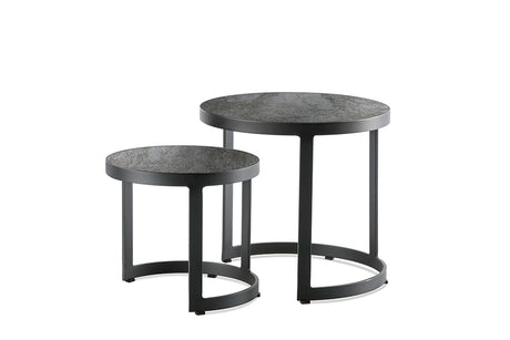 Hunn Lucca Alu Set Tables d'appoint gigognes rondes Céramique