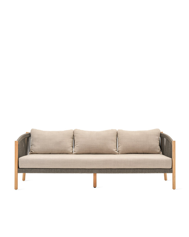 Vincent Sheppard Lento lounge sofa 3S – Anthracite, Untreated teak