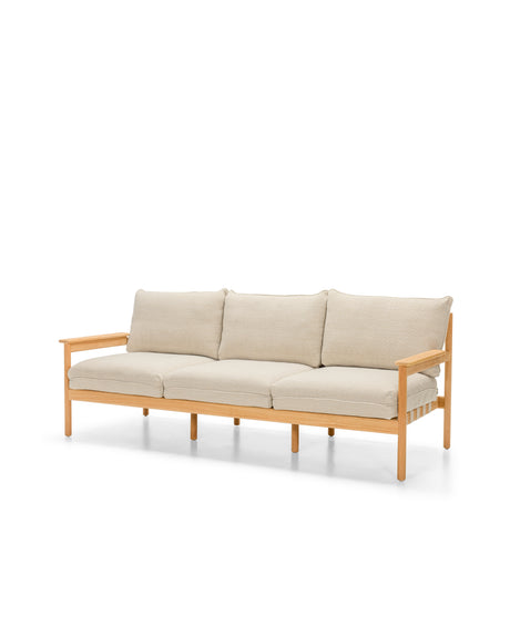 Vincent Sheppard Oda lounge sofa 3S – Flax, Untreated teak