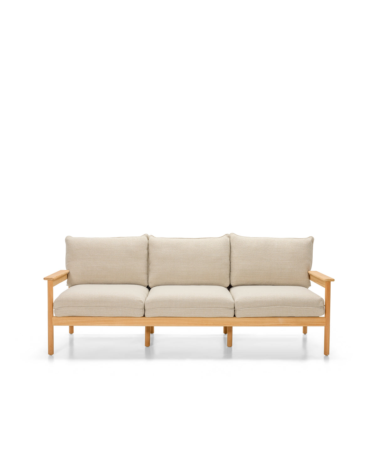 Vincent Sheppard Oda lounge sofa 3S – Flax, Untreated teak