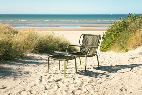 Vincent Sheppard Ribbon lounge chair – Moss/Dark green, Ribbon footrest