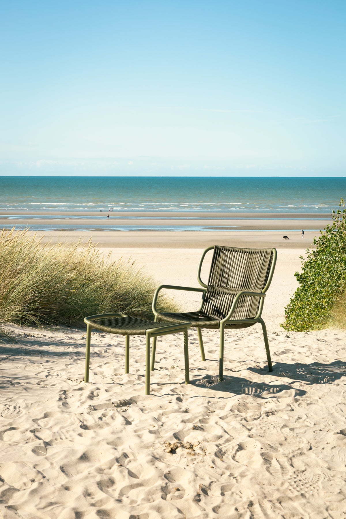 Vincent Sheppard Ribbon lounge chair – Moss/Dark green, Ribbon footrest