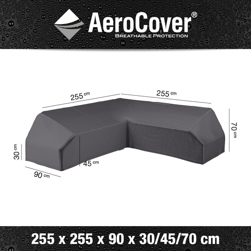 Aerocover Housse de protection pour salon d'angle lounge à plateforme forme L 255x255x90cm H:90cm 