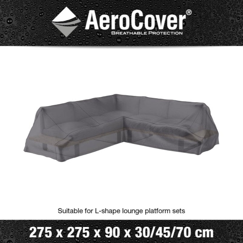 Aerocover Housse de protection pour salon d'angle Lounge à plateforme forme L 275x275x90cm H:30x45x70cm 