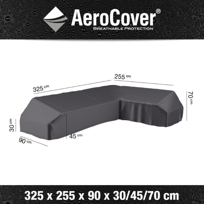 Aerocover Housse de protection pour salon d'angle Lounge à plateforme forme L Droite 325x255x90cm H:30x45x70cm 