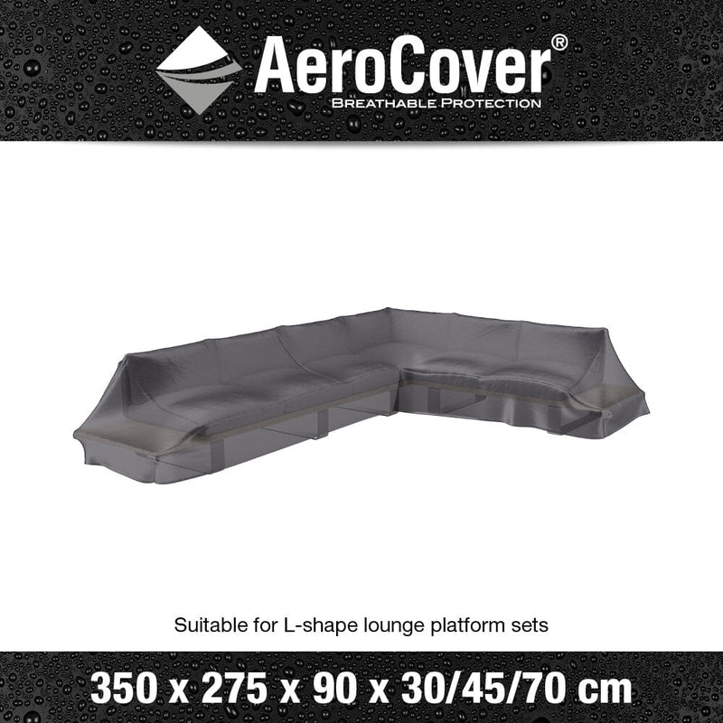 Aerocover Housse de protection pour salon d'angle Lounge à plateforme forme L Droite 350x275x90cm H:30/45/70cm 