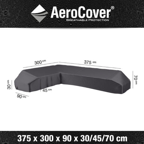 Aerocover Housse de protection pour salon d'angle Lounge à plateforme forme L Gauche 375x300x90cm H:30/45/70cm 
