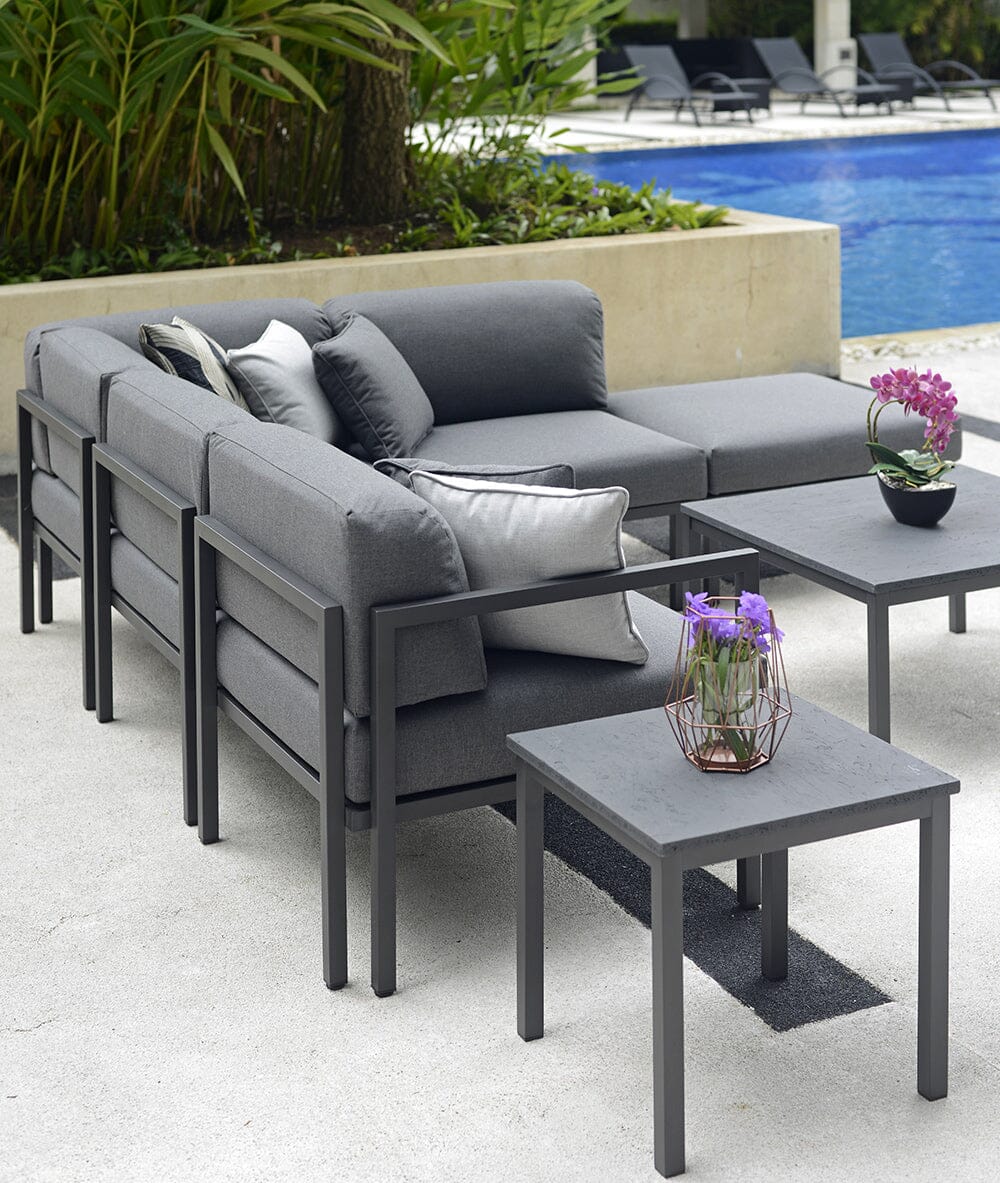 Arolla Fauteuil lounge en inox Anthracite avec coussins laminés 