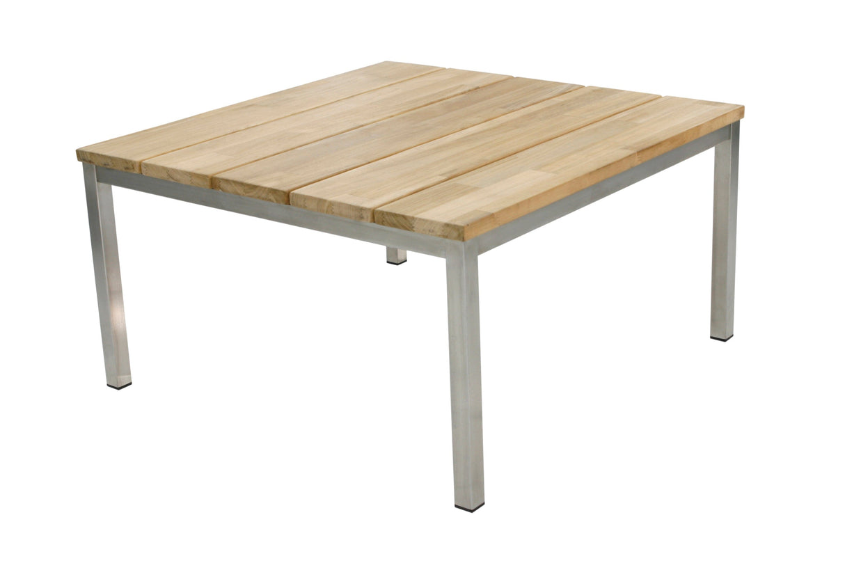 Arolla Table basse 73x73cm H:38cm en inox brossé avec Teck 