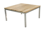 Arolla Table basse 73x73cm H:38cm en inox brossé avec Teck 