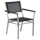 Barlow Tyrie Equinox Dining Fauteuil repas inox avec accoudoirs alu Accoudoirs Graphite - Toile Charcoal 