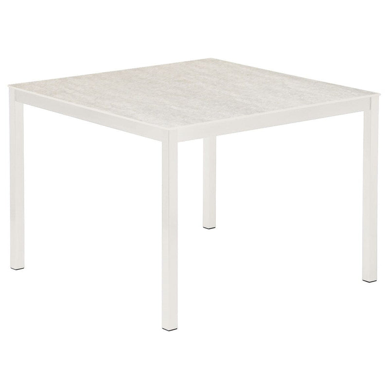 Barlow Tyrie Equinox Dining Table 100 (100x97cm) inox laqué - Plateau céramique Armature White - Céramique Frost 