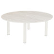 Barlow Tyrie Equinox Dining Table 180 (ronde Ø180cm) inox laqué - Plateau céramique Armature Artic White - Céramique Frost 