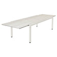 Barlow Tyrie Equinox Dining Table à rallonge 360 (240-361x113cm) inox laqué - Plateau céramique Armature Artic White - Céramique Frost 