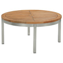 Barlow Tyrie Equinox Occasional Low Table 100 - Table basse ronde Ø102cm H:48cm inox Plateau Teck 