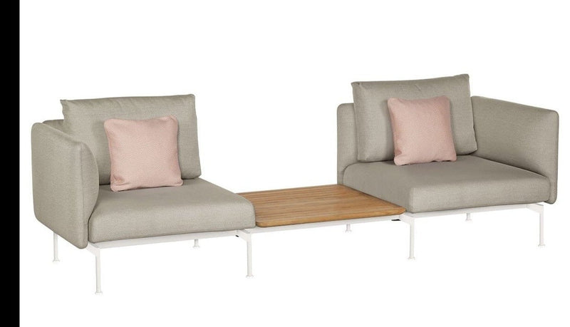 Barlow Tyrie Layout Deep Seating Companion Set - High Arms Layout Companion Set (two 1LYMB1 with high arms et bridging table 2LYB08) - avec coussins 
