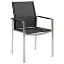 Barlow Tyrie Mercury Dining Fauteuil repas inox brossé Accoudoirs Alu Accoudoirs Graphite - Toile Charcoal 