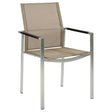 Barlow Tyrie Mercury Dining Fauteuil repas inox brossé Accoudoirs Alu Accoudoirs Graphite - Toile Titanium 