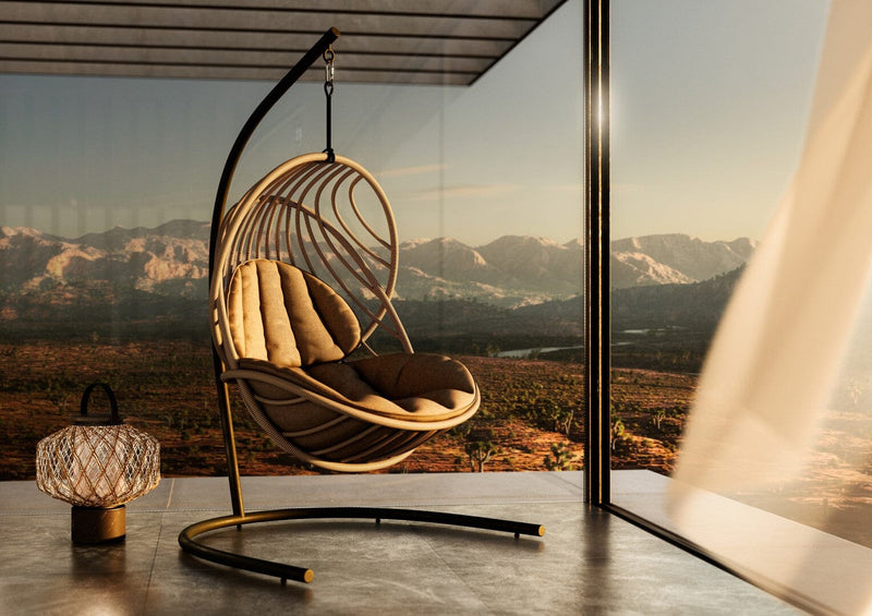 Dedon Kida Set Hanging Lounge chair avec Base, coussin en sus 