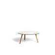 Diphano Easy-Fit Table basse Elite S ronde Ø80cm (H:36cm) Pieds teck - Plateau HPL Teck Naturel + White 2T90 