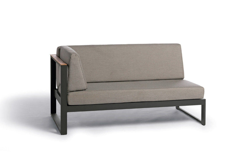 Diphano Landscape-Teak Right double Seat avec teck - Set de coussins inclus Lava AF10 + Teck Naturel + Tissu Brown mêlé C551 