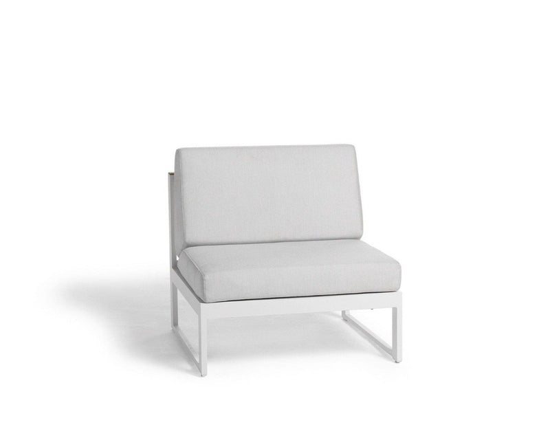Diphano Landscape-Teak Small middle Seat avec teck - Set de coussins inclus White AF08 + Teck Naturel + Tissu Shine C531 