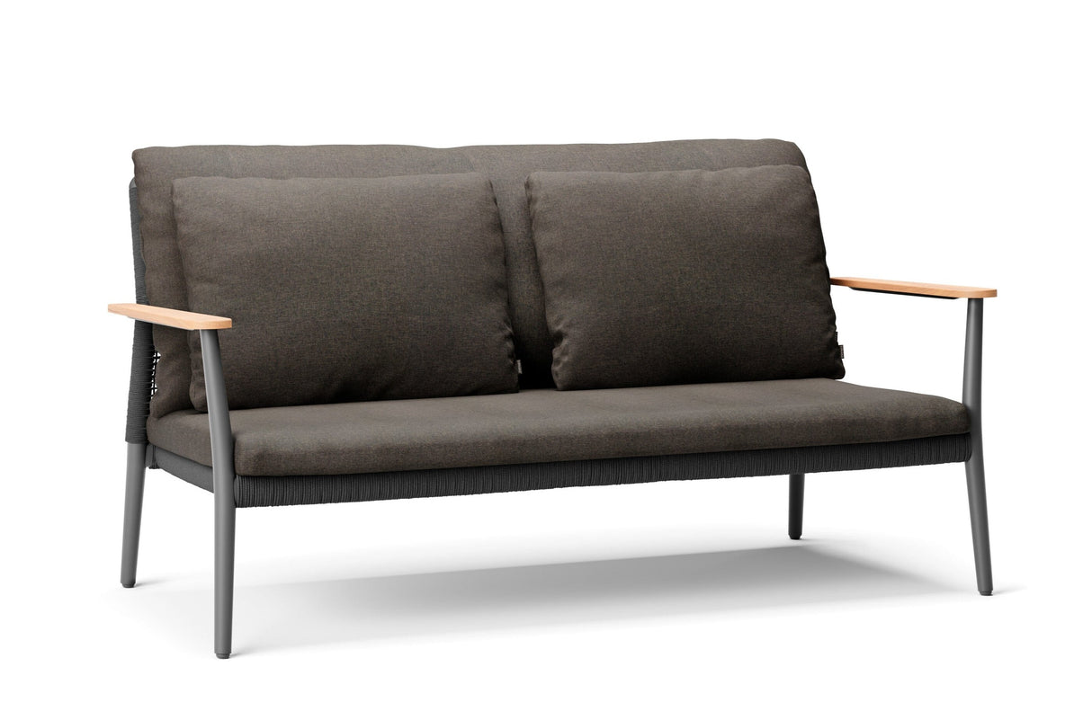 Diphano Ray Canapé 2 places avec accoudoirs en teck Lava AF10 + Cordes Graphite 2R07 