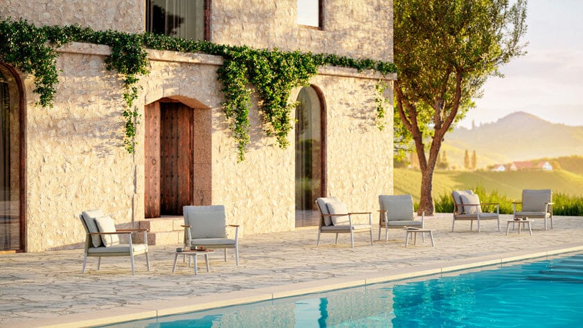 Diphano Ray Fauteuil Club Lounge avec accoudoirs en teck 