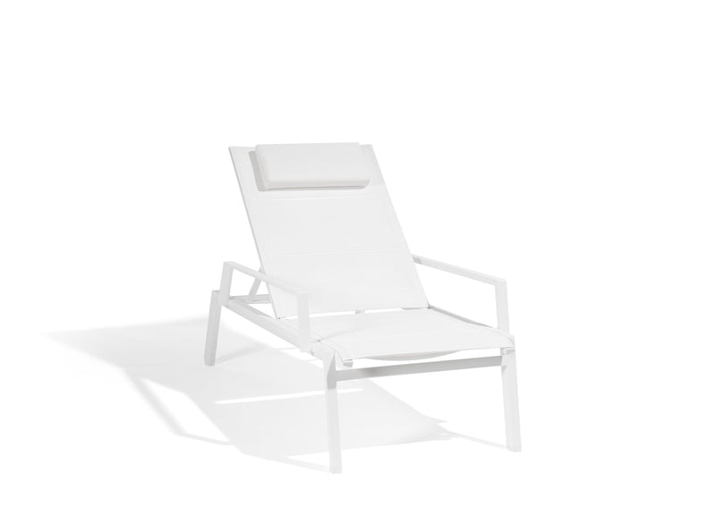 Diphano Selecta Beach Chair Transat avec accoudoirs alu White AF08 + Toile simple White T008 