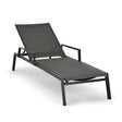 Diphano Selecta Chaise longue avec accoudoirs alu Lava AF10 + Toile Batyline Cafe T131 
