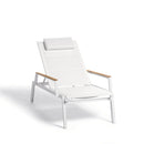 Diphano Selecta Deck chair Transat avec repose-pieds et accoudoirs en teck White AF08 + Toile simple White T008 