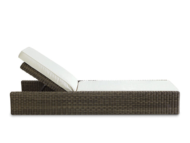 Ethimo Cube Chaise longue, coussins en sus Etwick Bark 