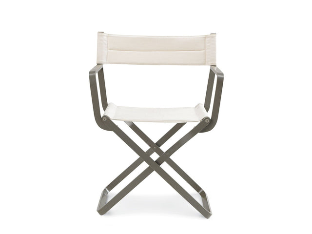 Ethimo Studio Fauteuil repas régisseur pliable Aluminium Warmgrey + Nature White 