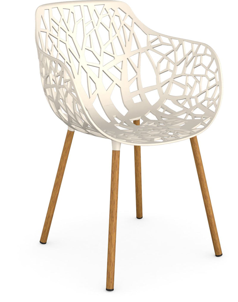 Fast Forest Iroko Fauteuil repas avec accoudoirs Creamy White 17 