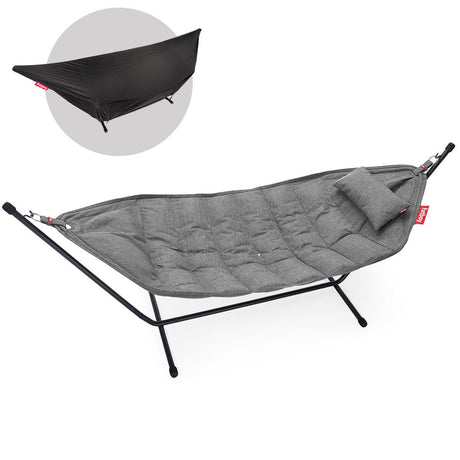 Fatboy Headdemock Superb Deluxe Hamac Outdoor avec structure et têtière Rock grey Olefin Black 